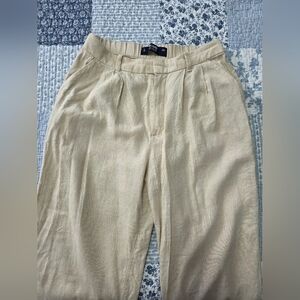 Hollister Linen Blend Pleated Trousers